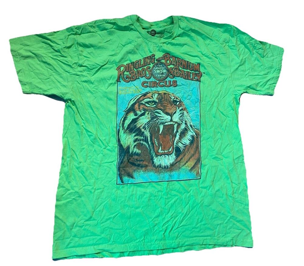 Ringling Brothers Barnum & Bailey Circus TShirt Roaring Tiger Lime Green XLarge